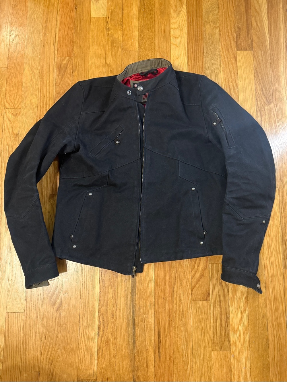 Roland Sands Lazy Boy Canvas Motorcycle Jacket - Classic Stand Collar (XL)